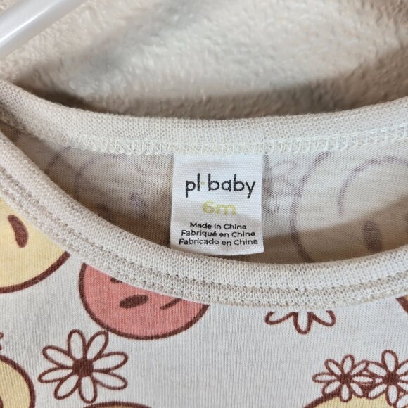 Smile Face Romper Hippie Baby Bodysuit 6 Months Pink White and Brown - Picture 5 of 8